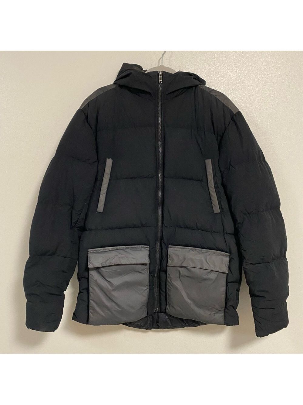 Lululemon Parka Mens Size Medium Black Reflective Macleod Down Parka Hood Jacket